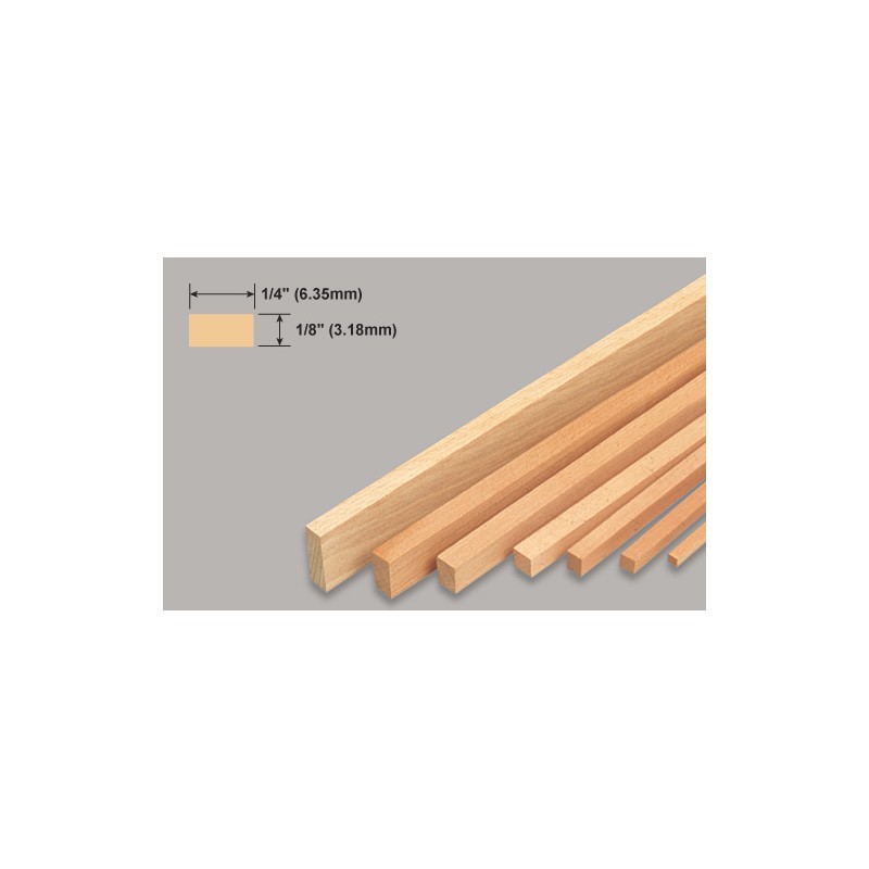Slec Balsa Strip 1/8x1/4x36" / 3.18x6.35