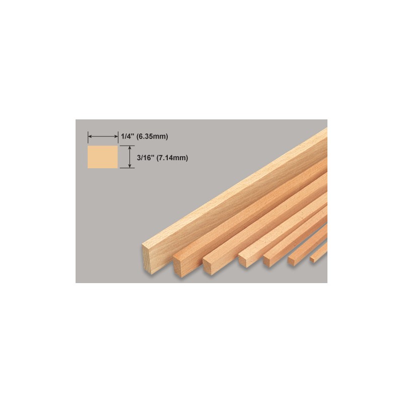 Slec Balsa Strip 3/16x1/4x36"/ 4.76x6.35