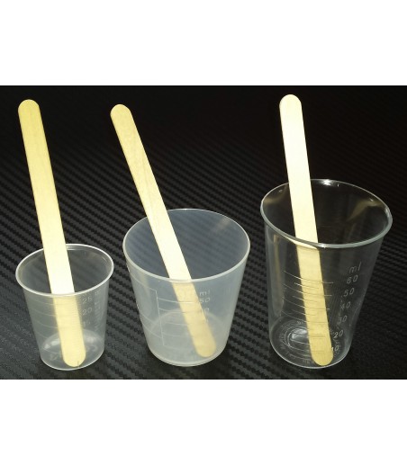 Graduated Mixing pots with spatulas, 50ml/60ml, pack of 5