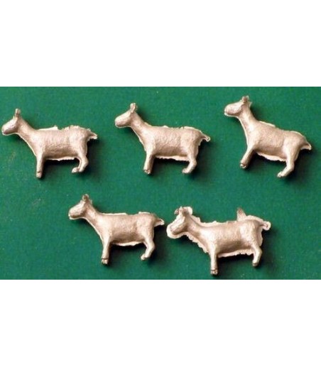 OO figures (animals) - 5 Unpainted White-metal Goats - Springside A6