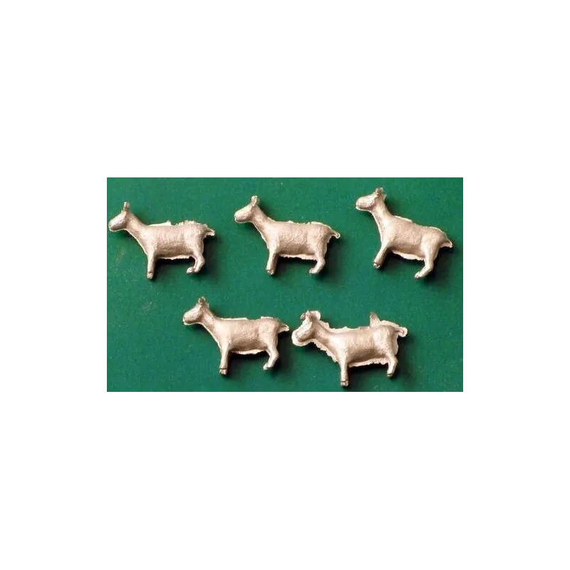 OO figures (animals) - 5 Unpainted White-metal Goats - Springside A6