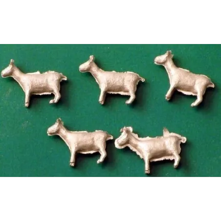 OO figures (animals) - 5 Unpainted White-metal Goats - Springside A6
