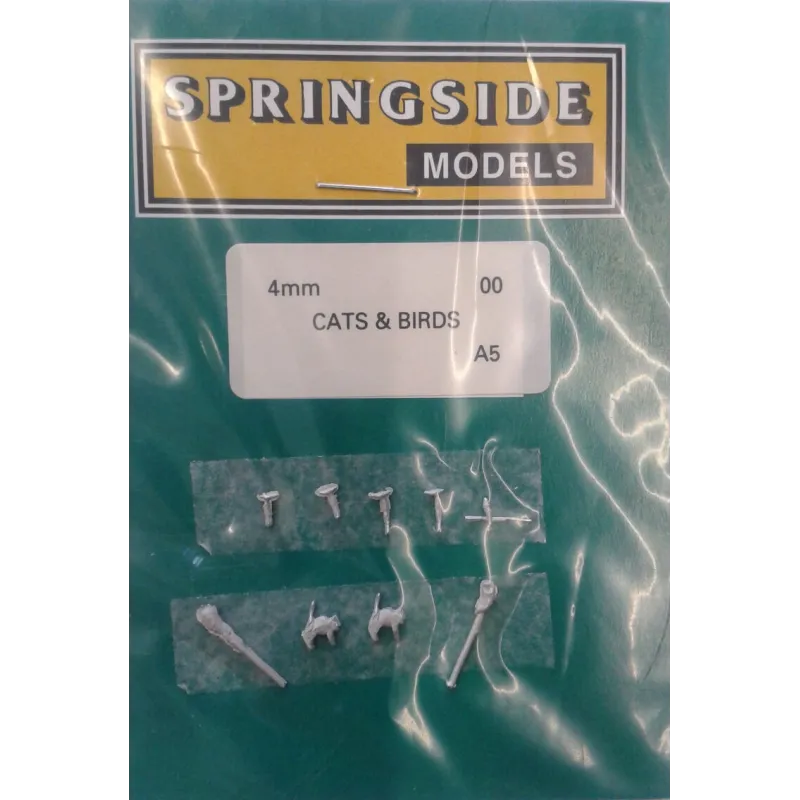 OO figures (animals) - 2 White-metal Cats + 8 birds - Springside A5 OO figures (animals) - 2 White-metal Cats + 8 birds - Springside A5