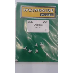 OO figures (animals) - 7 White-metal Chicken 4mm - Springside A1