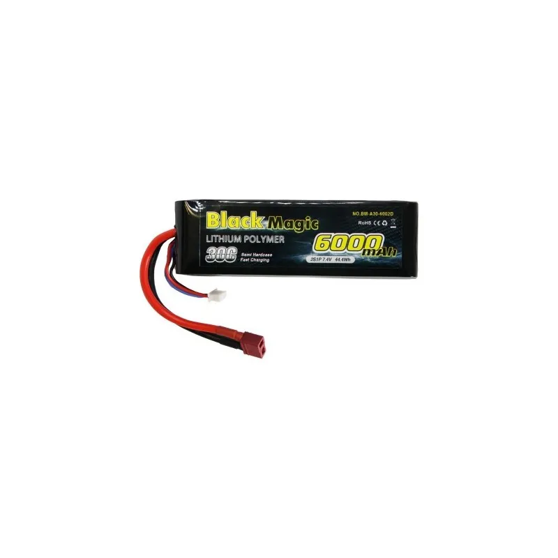 BLACKM 6000mAh 7.4V 2S2P 30C Semi Hard T-Type Connector O-BM35-6002T