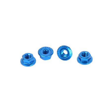 CORE RC - Serrated Alloy M4 Nuts Blue  pk 4