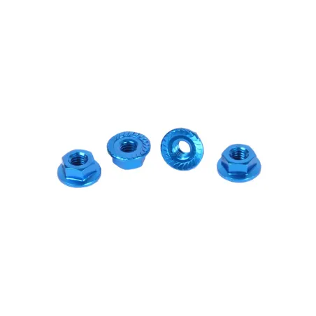 CORE RC - Serrated Alloy M4 Nuts Blue pk 4