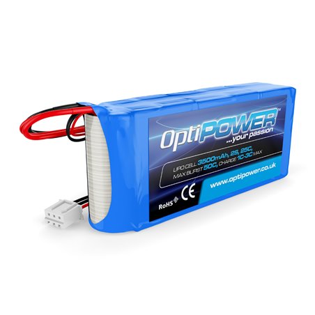 OPTIPOWER LIPO CELL 2S 3500MAH 40C RECEIVER PACK