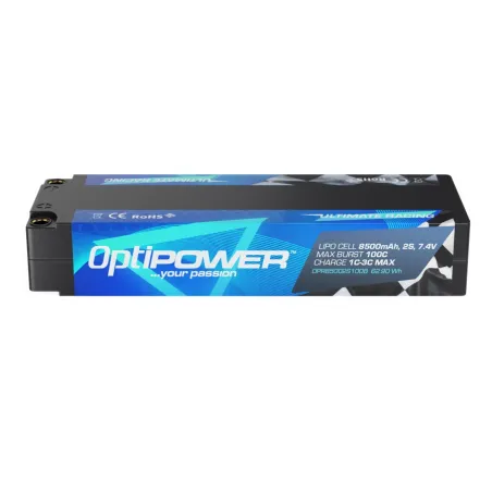OPTIPOWER 8500MAH 2S STICK LIPO - 5MM BULLET 