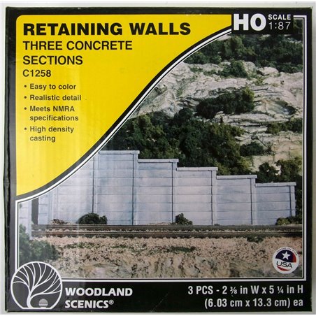Woodland Scenics C1258 Retaining Walls - Concrete - Pack Of 3