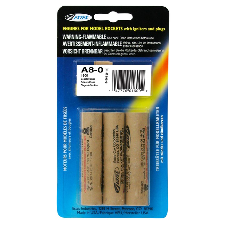 ESTES Rocket motors A8-0 (Pk3) D-ES1600