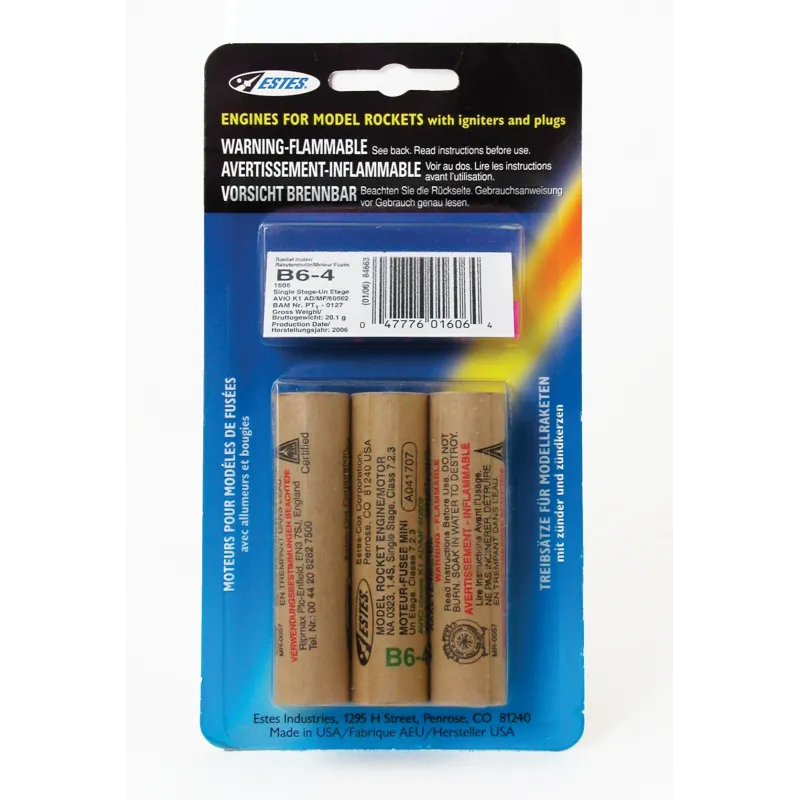 ESTES Rocket motors B6-4 (Pk3) D-ES1606