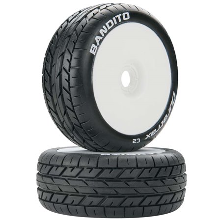 DURATRAX Bandito 1/8 Buggy Tire C2 Mounted White (2) G-DTXC3638