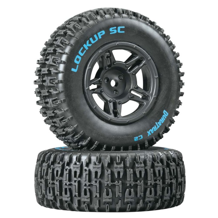 DURATRAX Lockup SC Tire C2 Mntd Blk Slash Blitz SCRT10 (2) G-DTXC3671
