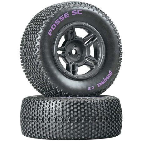 DURATRAX Posse SC Tire C2 Mntd Blk Slash Blitz SCRT10 (2) G-DTXC3695