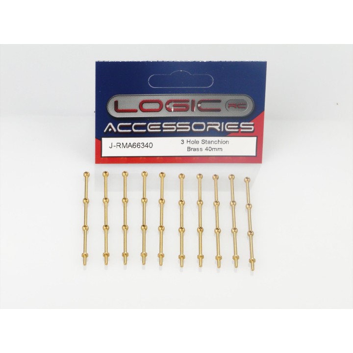 RACTIVE 3 Hole Stanchion, Brass 40mm (Pk10) J-RMA66340