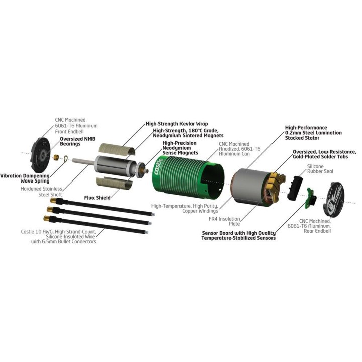 CASTLE Motor,  4-POLE Sensored Brushless, 1406-7700kV M-CC060-0059-00