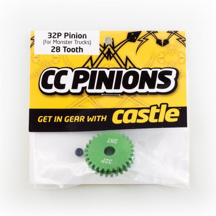 CASTLE CC PINION (Aluminium) 28t - 32 Pitch 5mm shaft M-CC6506