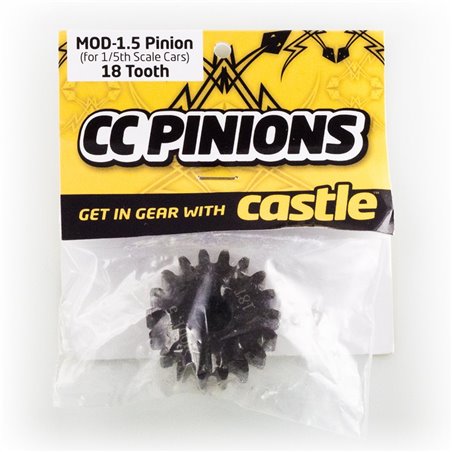 CASTLE CC PINION 18 Tooth - MOD1.5, 8mm shaft (for use with CMIR075 M-CC6526
