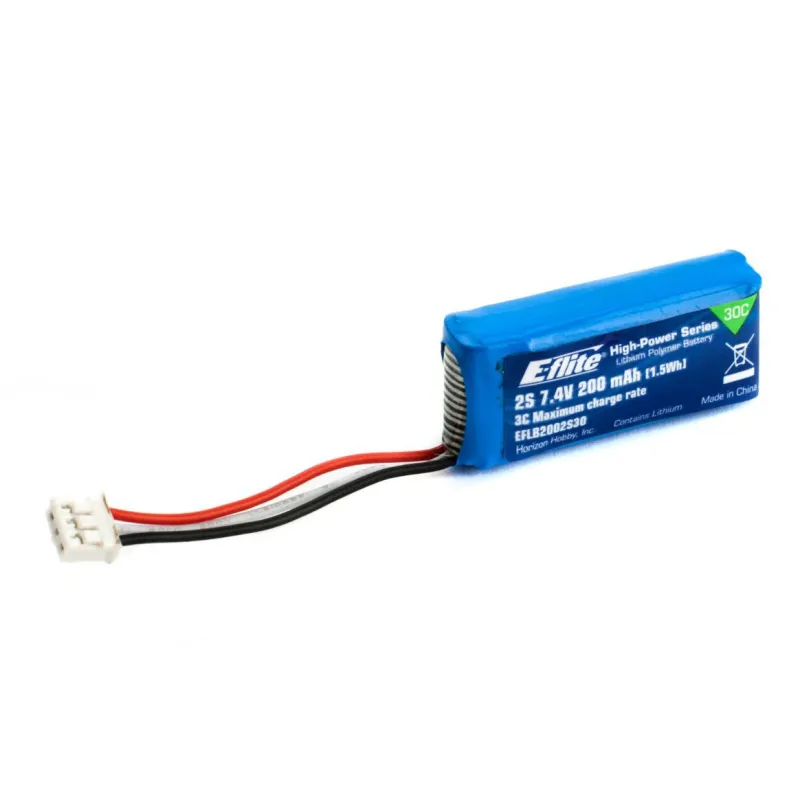 E-flite 200mAh 2S 7.4V 30C Li-Po Battery EFLB2002S30
