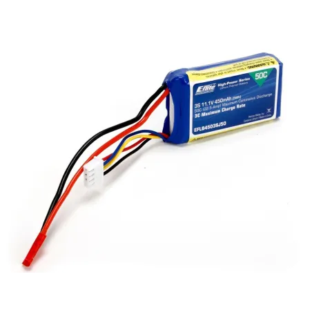 E-flite 450mAh 3S 11.1V 50C LiPo, 18AWG JST EFLB4503SJ50
