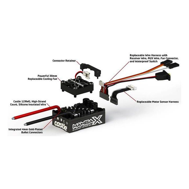CASTLE Mamba X,  Sensored, 25.2V WP Esc & 1406-3800kV Combo P-CC010-0155-11