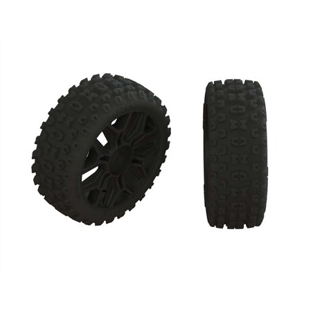 ARRMA 2HO Tire Set Glued Black (2)
