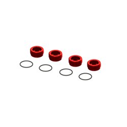 ARRMA Aluminum Front Hub Nut Red (4) inc O-Rings