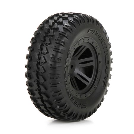 ECX FR Tire, Premount, Black Wheel (2): 1:10 AMP DB ECX43011