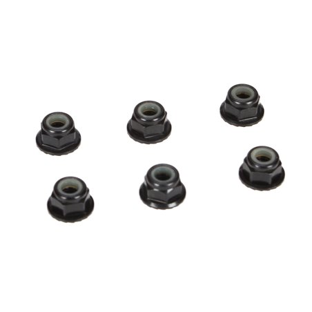 TLR 4mm Aluminum Serrated Lock Nuts, Black (6) TLR336000