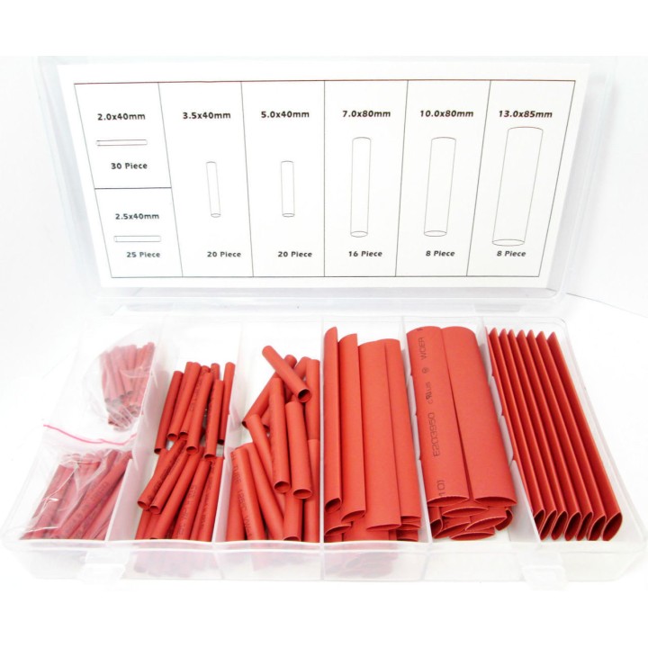 Toolzone127pc heat shrink tubing assortment cable sleeving wrap box