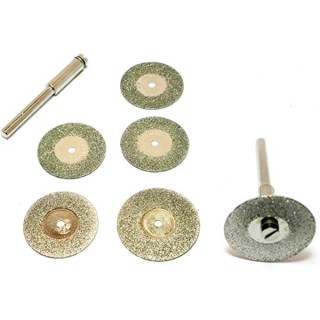 6pc Mini Diamond Cut Off / Cutting Disc Set 1/8" Shank Mandrel for Dremmel HB263