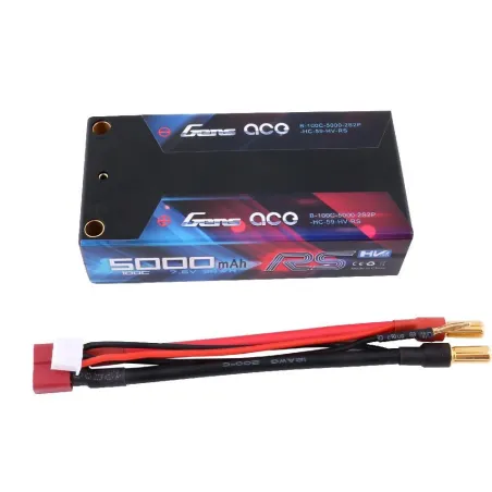 Li-Po HV Car Hard Case 2S2P 7.6V 5000mAh 100C with 5mm to T-