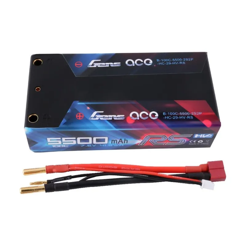 Li-Po HV Car Hard Case 2S2P 7.6V 5500mAh 100C with 4mm to T-