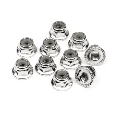 Hpi Racing SERRATED FLANGE LOCK NUT M4 (SILVER/10pcs) 103729