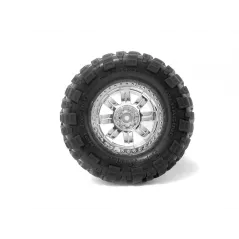 Hpi Racing MOUNTED SUPER MUDDERS TIRE 165x88mm on RINGZ WHEEL SHINY CHROME 4726