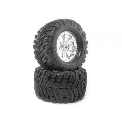Hpi Racing MOUNTED SUPER MUDDERS TIRE 165x88mm on RINGZ WHEEL SHINY CHROME 4726