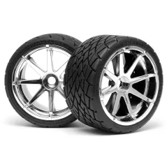 Hpi Racing MOUNTED PHALTLINE TIRE 140X70MM ON BLAST WHEEL CHROME 4729