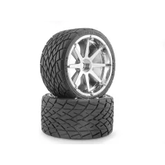 Hpi Racing MOUNTED PHALTLINE TIRE 140X70MM ON BLAST WHEEL CHROME 4729