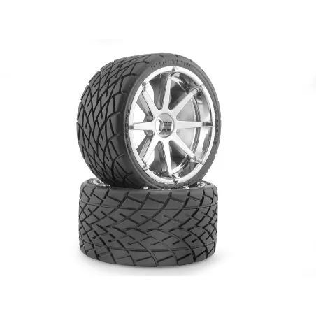Hpi Racing MOUNTED PHALTLINE TIRE 140X70MM ON BLAST WHEEL CHROME 4729
