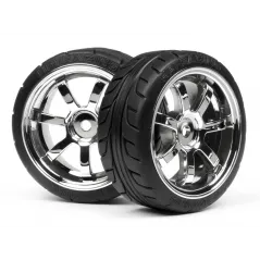 Hpi Racing MOUNTED T-GRIP TIRE 26MM RAYS 57S-PRO WHEEL CHROME 4738