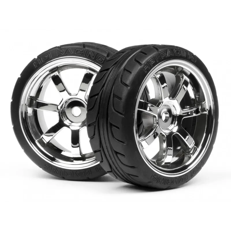 Hpi Racing MOUNTED T-GRIP TIRE 26MM RAYS 57S-PRO WHEEL CHROME 4738