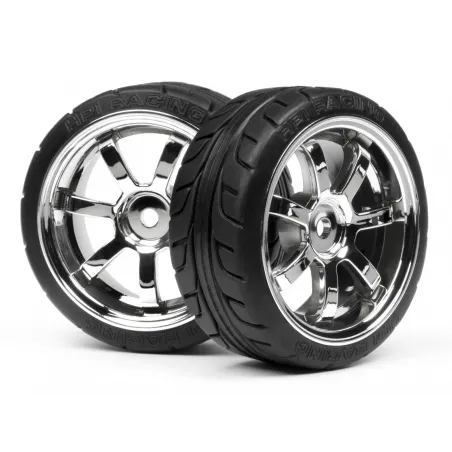Hpi Racing MOUNTED T-GRIP TIRE 26MM RAYS 57S-PRO WHEEL CHROME 4738