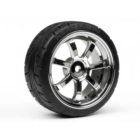 Hpi Racing MOUNTED T-GRIP TIRE 26MM RAYS 57S-PRO WHEEL CHROME 4738