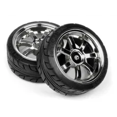 Hpi Racing MOUNTED T-GRIP TIRE 26MM RAYS 57S-PRO WHEEL CHROME 4738