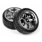 Hpi Racing  MOUNTED T-GRIP TIRE 26MM RAYS 57S-PRO WHEEL CHROME 4738