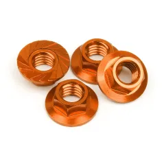 Hpi Racing SERRATED FLANGE NUT M4 (ORANGE/4PCS) 87267