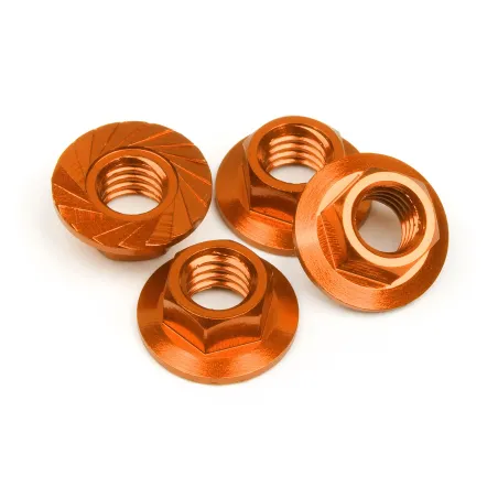 Hpi Racing SERRATED FLANGE NUT M4 (ORANGE/4PCS) 87267