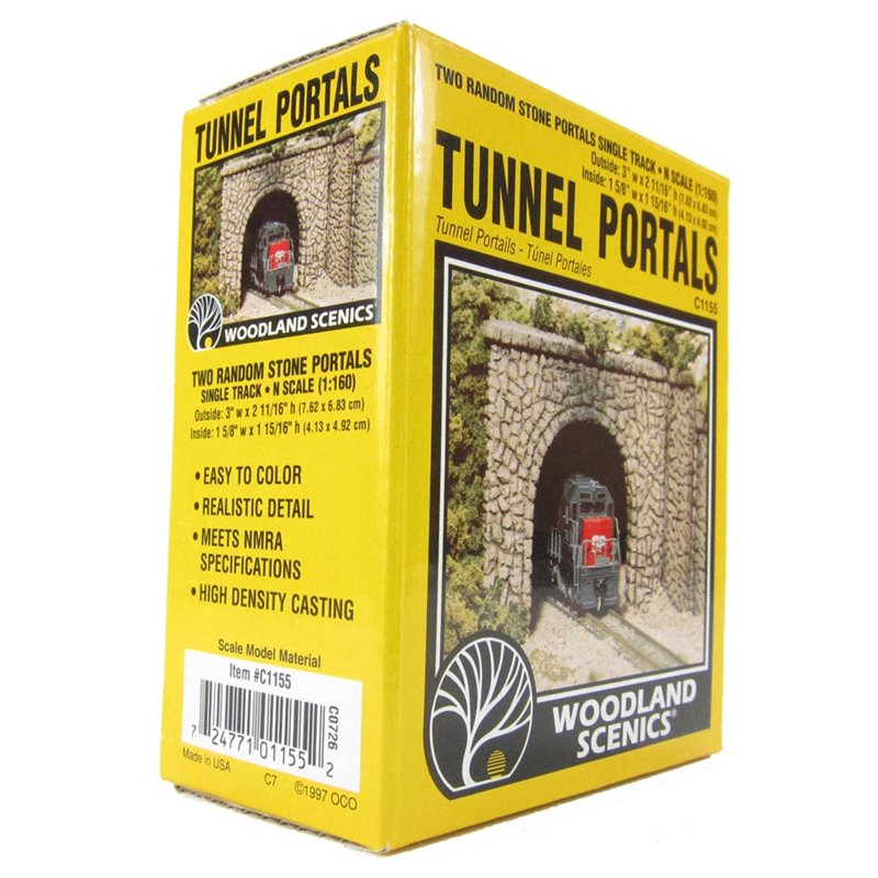 Woodland Scenics C1155 Single Track Tunnel Portals - Random Stone - Pack Of 2