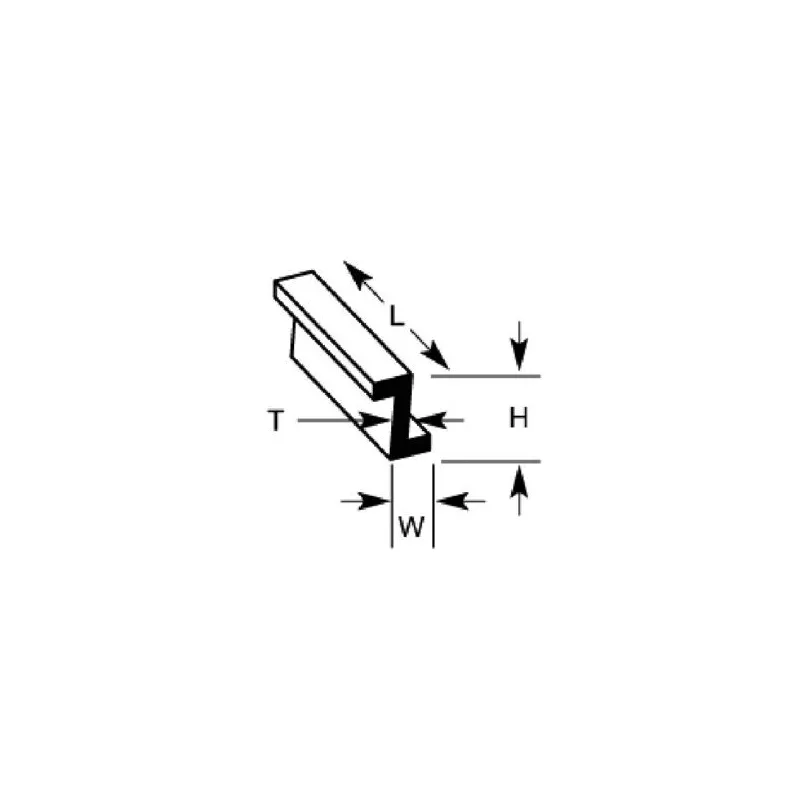 Plastruct ZFS2 Z-Bar 1.0mm x 1.6mm x 250mm